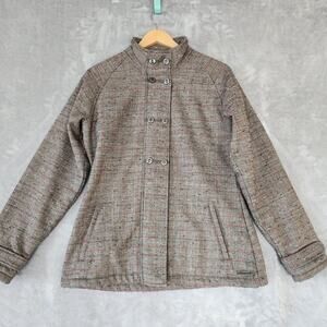 Merrell Jacket Womens Size Medium Plaid Herringbone Fleece Lined Aeroblock